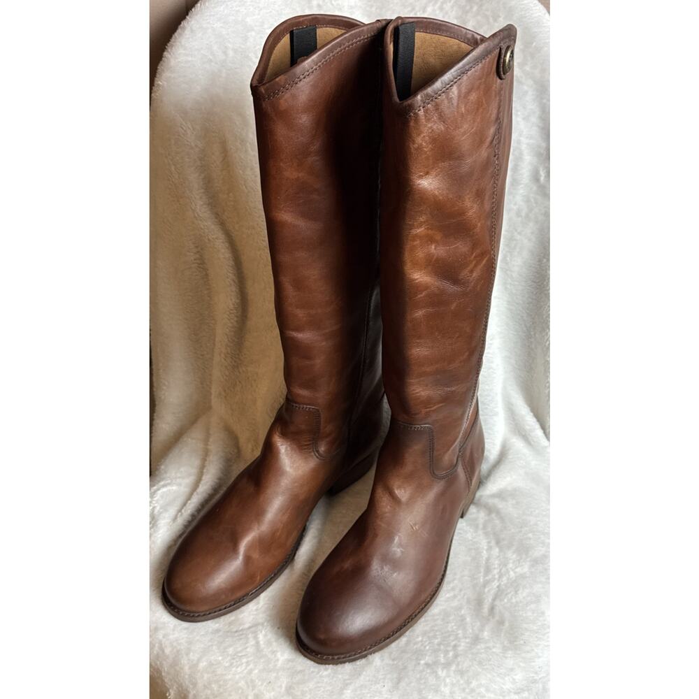 Frye Melissa Button 2 Riding Boots Brown Cognac Women's Size 7.5 B